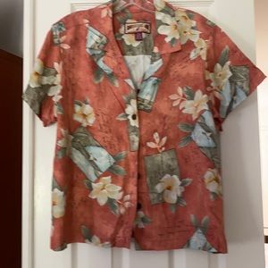 Caribbean Joe Button Down Hawaiian style Petite L